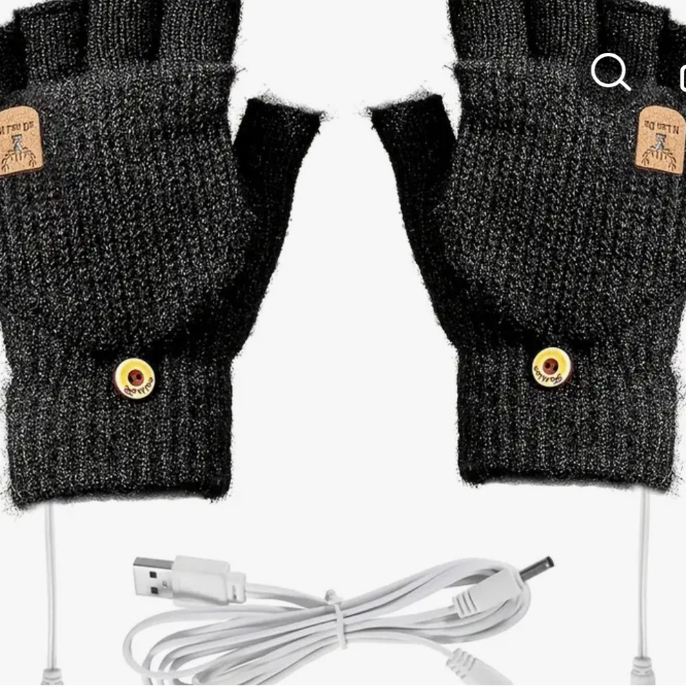 Black Knit USB Heated Gloves